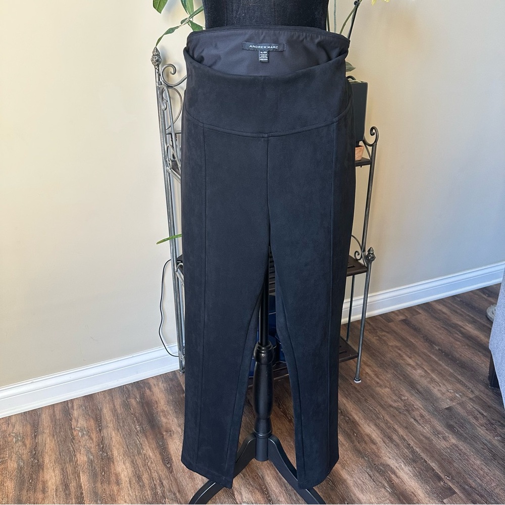 Black faux suede pull on pants.